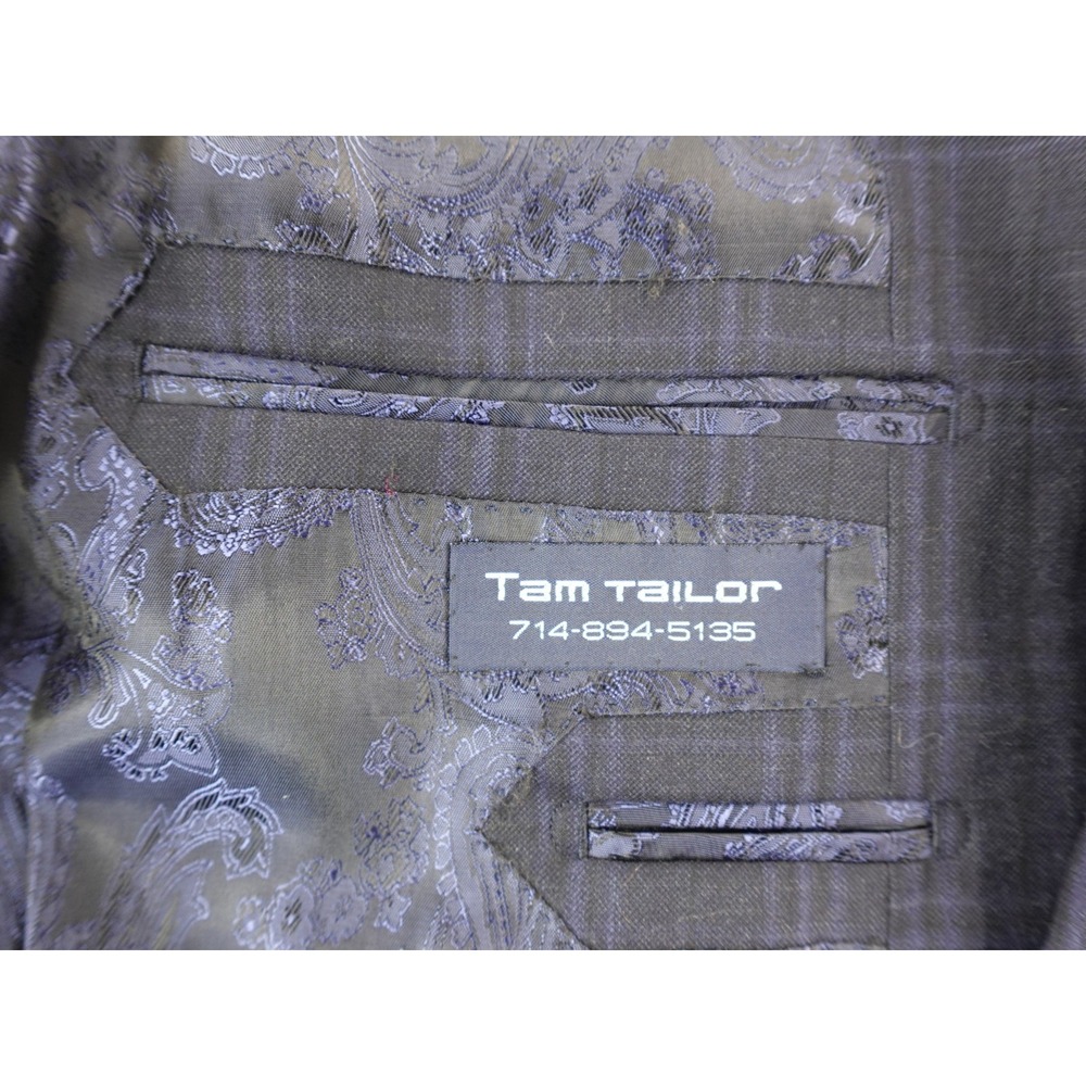 Bespoke 44 L Loro Piana " 4 Seasons " Super 130's Navy Blue Double Windowpane - Picture 10 of 16